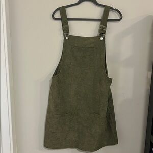 Green Corduroy Overall Dress